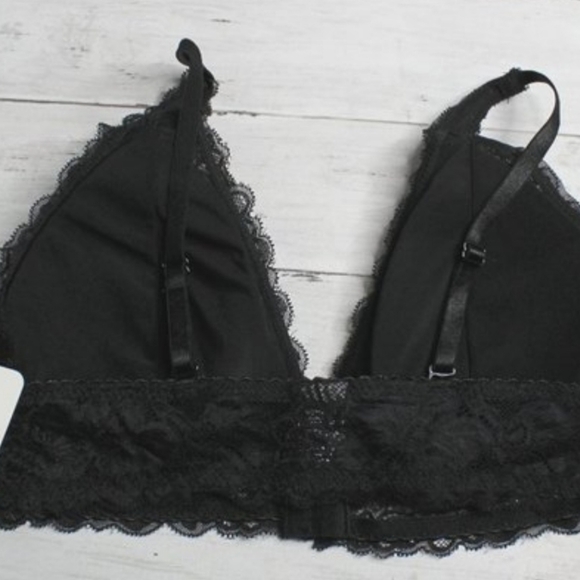 Rene Rofe Women's Black Lace Bra Size M Padded Wire Free Front Hook - Picture 2 of 4